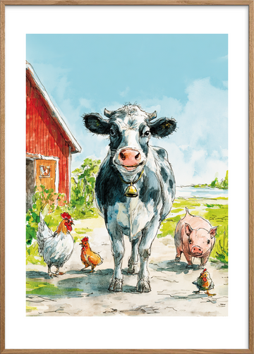 Klokkens lune sang - Oak Frame, With White Border