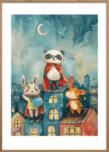 Tagenes bløde månesang - Oak Frame, With White Border