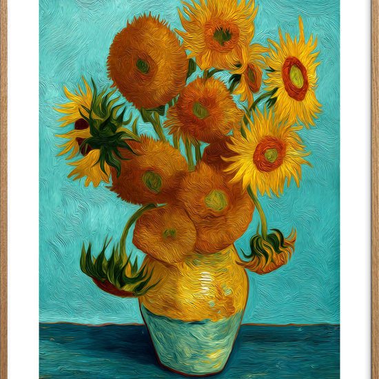 Solsikkernes varme hvisken - Oak Frame, With White Border