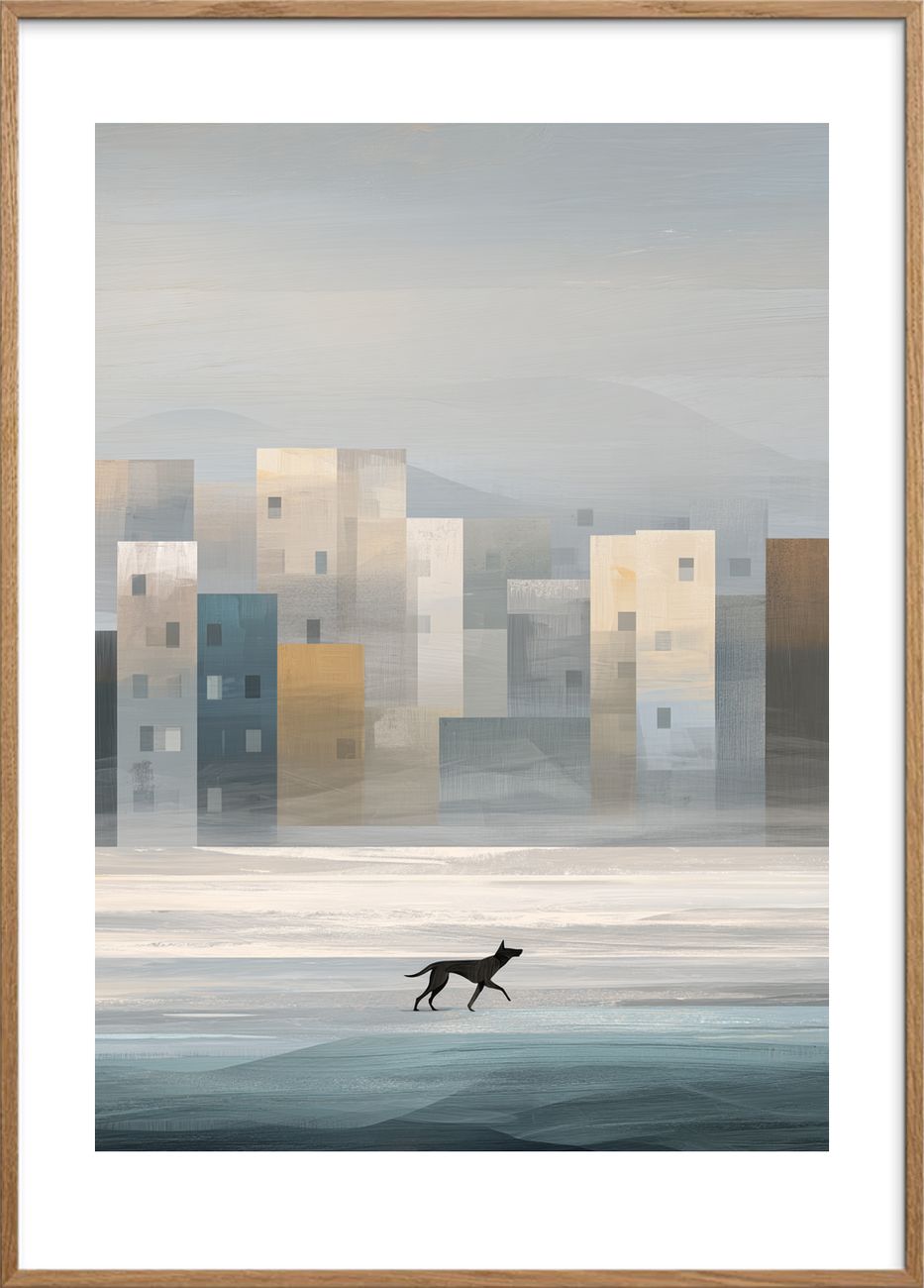 Ekko af ensom vandring - Oak Frame, With White Border