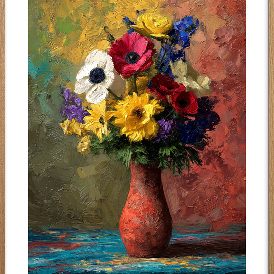 Klang af farver - Oak Frame, With White Border