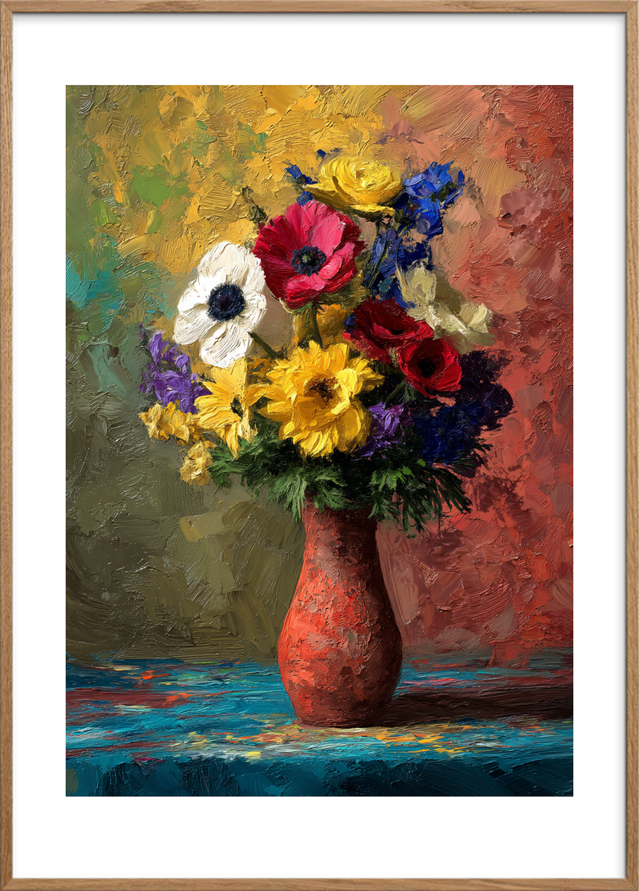 Klang af farver - Oak Frame, With White Border