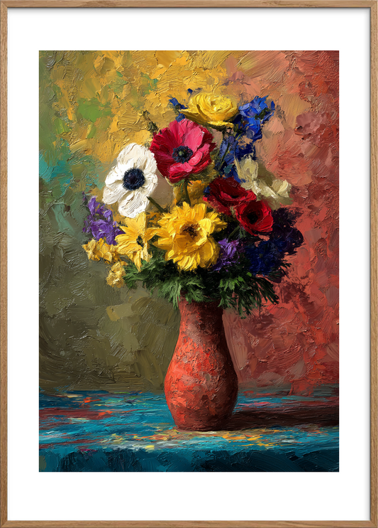 Klang af farver - Oak Frame, With White Border