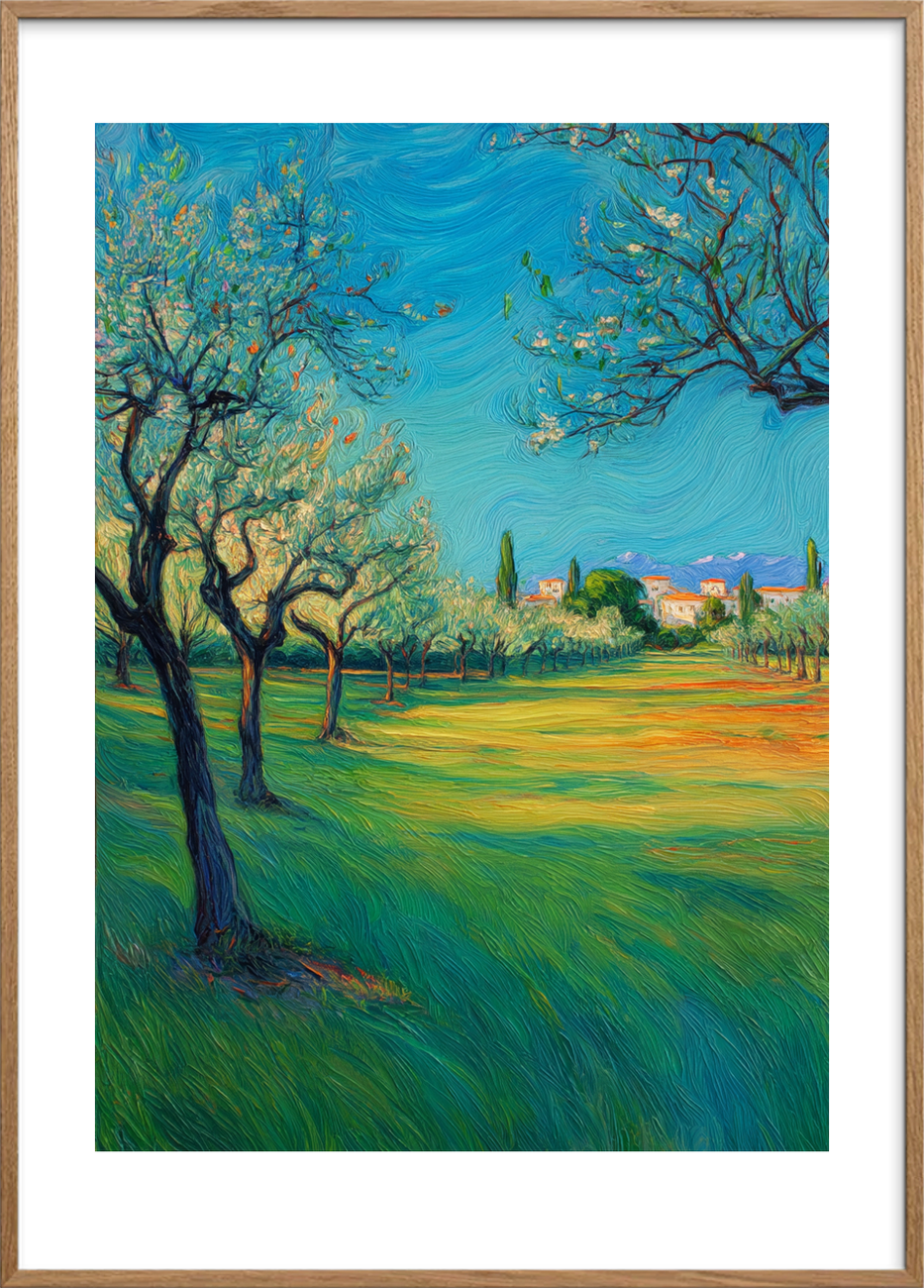 Luftens stille hvisken - Oak Frame, With White Border