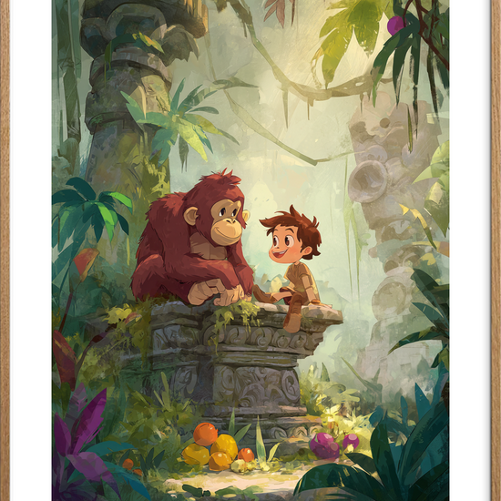 Junglens hvisken - Oak Frame, With White Border