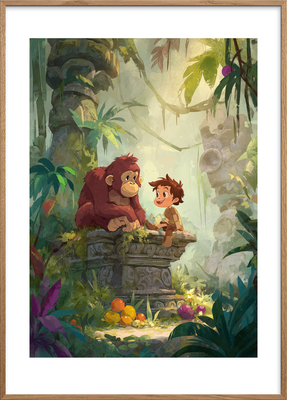 Junglens hvisken - Oak Frame, With White Border