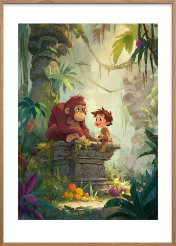 Junglens hvisken - Oak Frame, With White Border