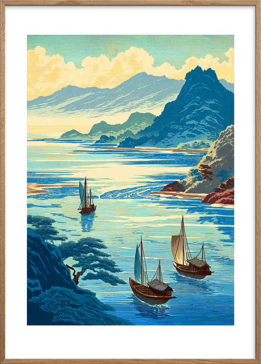 Saltvandets kølige hvisken - Oak Frame, With White Border