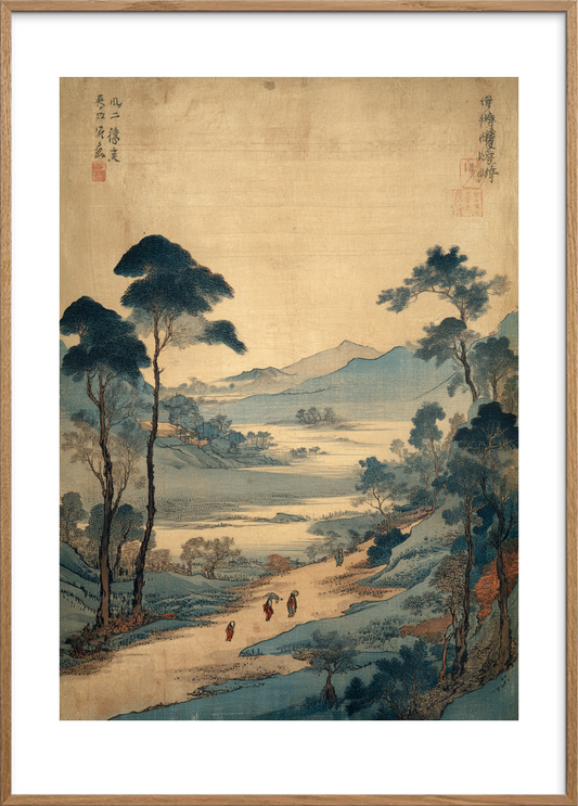 Horisontens stille hvisken - Oak Frame, With White Border