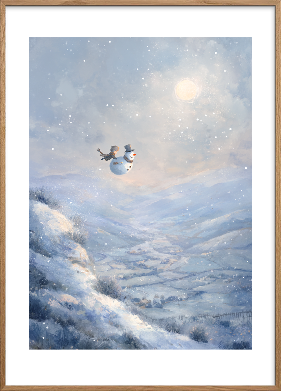 Snefaldets sagte klang - Oak Frame, With White Border