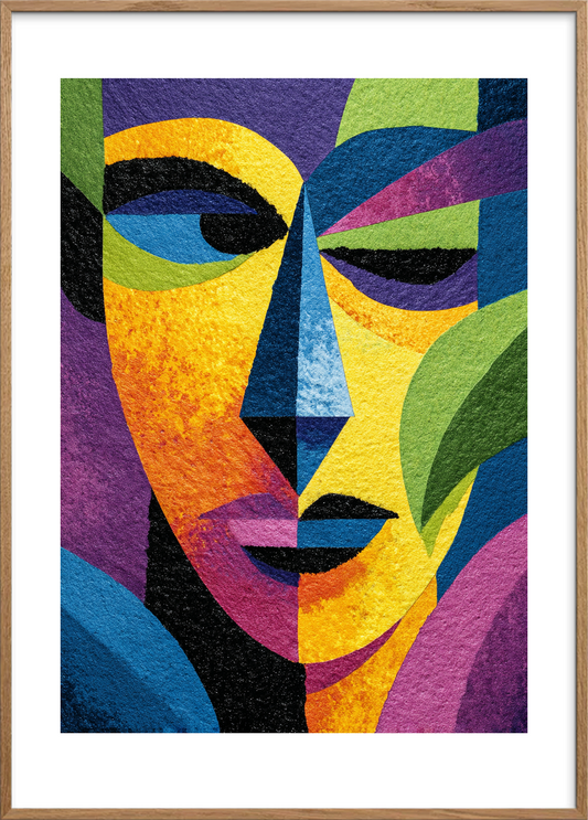 Stille hvisken af farver - Oak Frame, With White Border