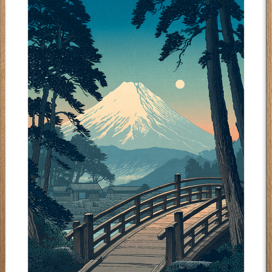 Broens hvisken mod månen - Oak Frame, With White Border