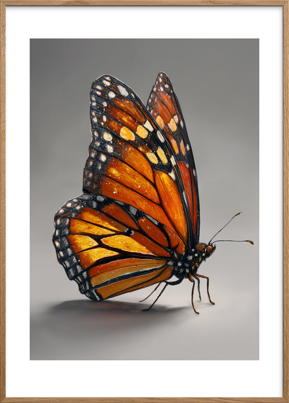 Sommerfuglens silkebløde hvisken - Oak Frame, With White Border