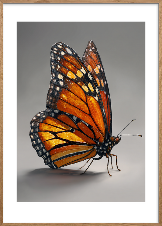 Sommerfuglens silkebløde hvisken - Oak Frame, With White Border