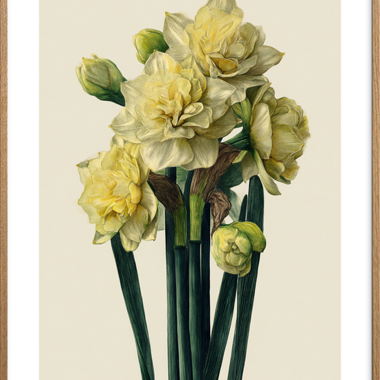 Morgenens blide hvisken - Oak Frame, With White Border