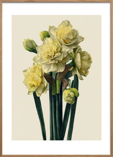 Morgenens blide hvisken - Oak Frame, With White Border