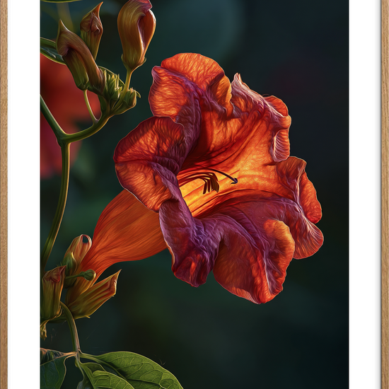 Lysets varme hvisken - Oak Frame, With White Border