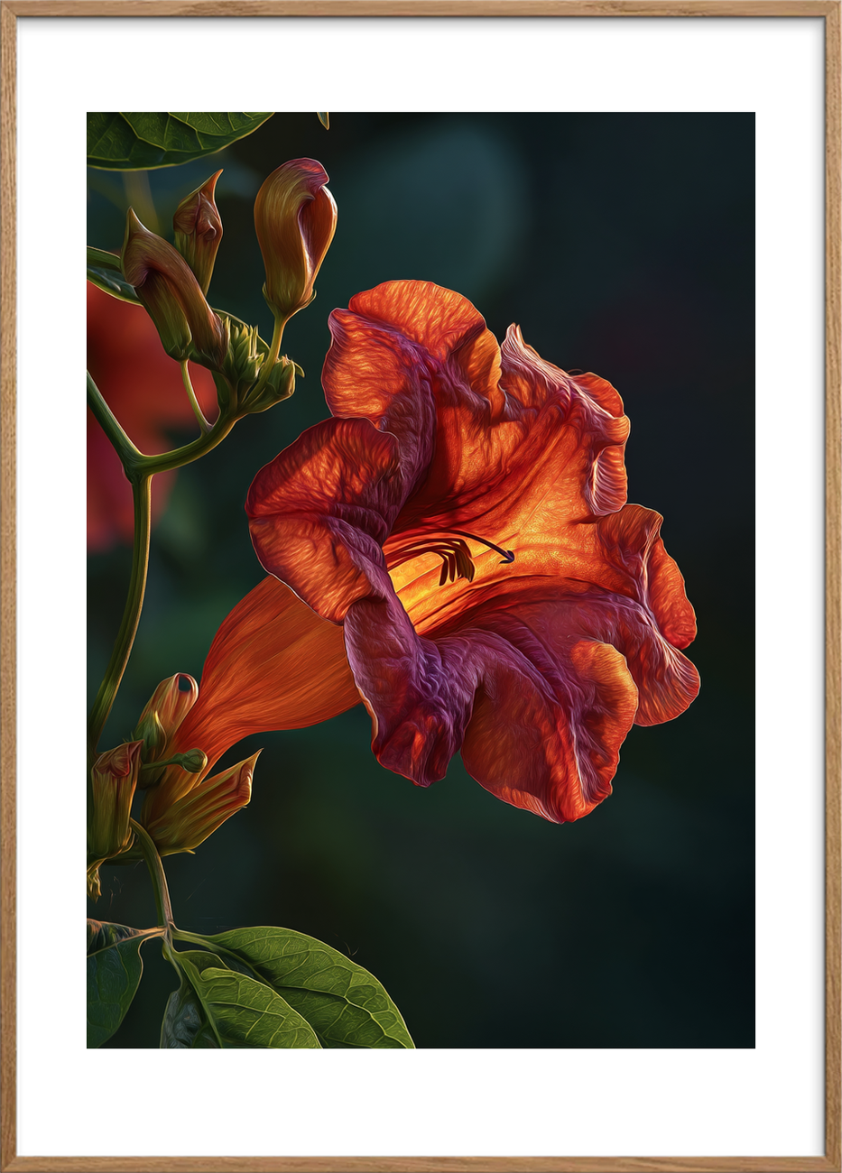 Lysets varme hvisken - Oak Frame, With White Border