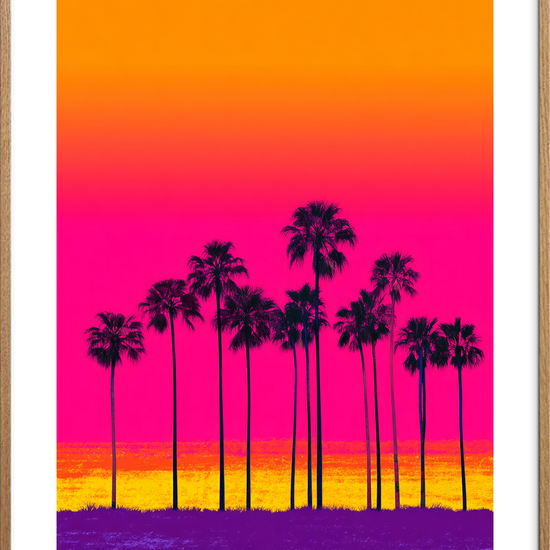 Sommerens sus i neon - Oak Frame, With White Border