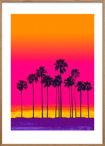 Sommerens sus i neon - Oak Frame, With White Border