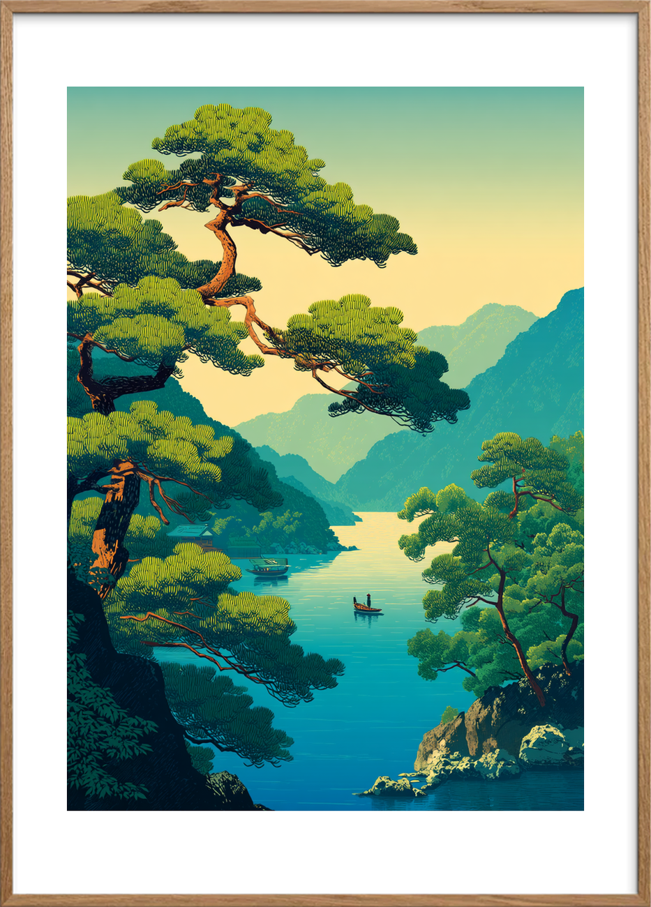 Søens fjerne sang - Oak Frame, With White Border