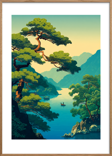 Søens fjerne sang - Oak Frame, With White Border