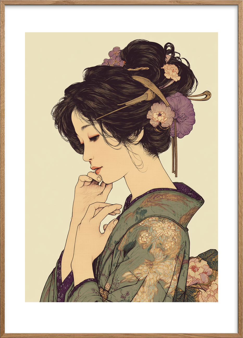 Tavs hvisken i silke - Oak Frame, With White Border