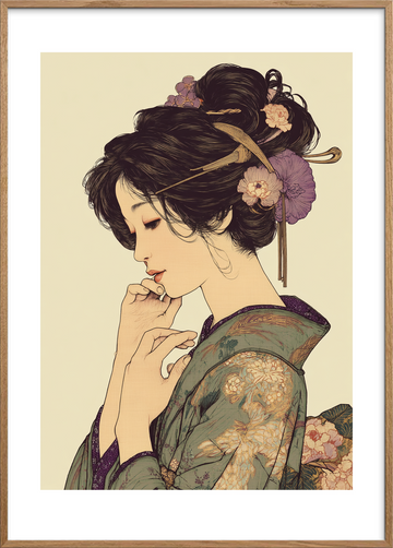 Tavs hvisken i silke - Oak Frame, With White Border