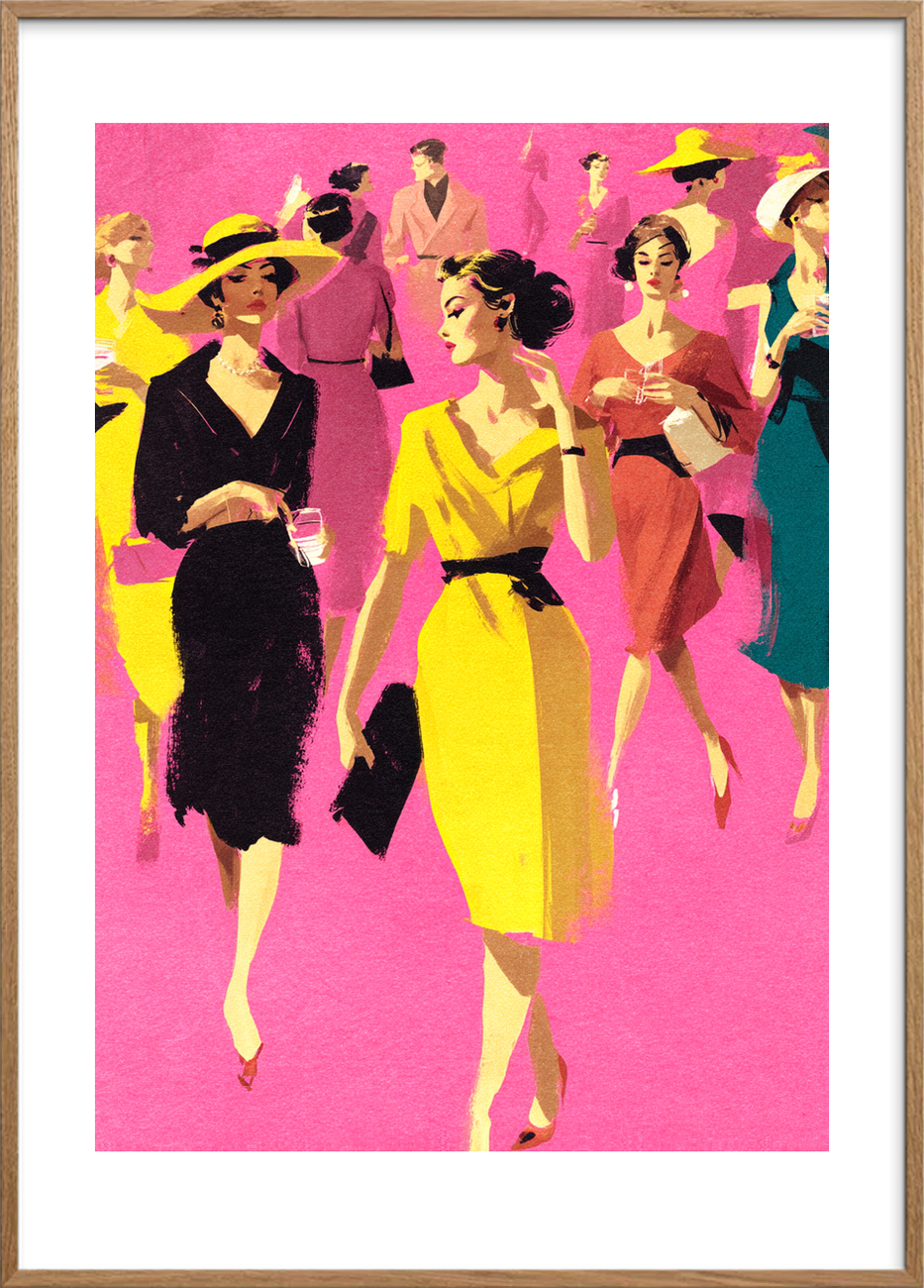 Sus af champagne og silke - Oak Frame, With White Border