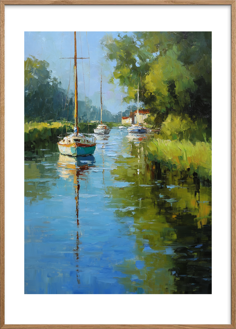 Spejlets stille sang - Oak Frame, With White Border