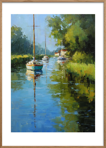 Spejlets stille sang - Oak Frame, With White Border