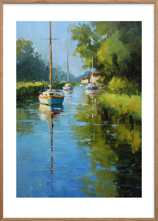 Spejlets stille sang - Oak Frame, With White Border