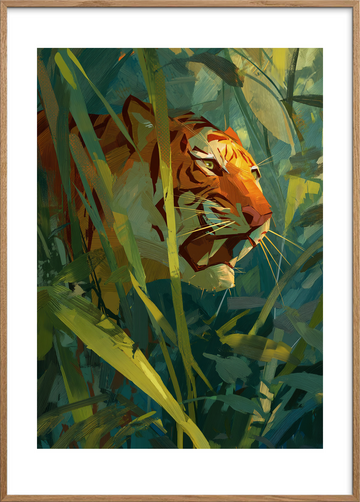 Hviskende brøl i sivene - Oak Frame, With White Border