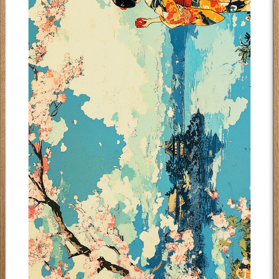 Afstandens teceremoni ved blå brudflader - Oak Frame, With White Border