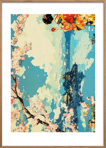 Afstandens teceremoni ved blå brudflader - Oak Frame, With White Border