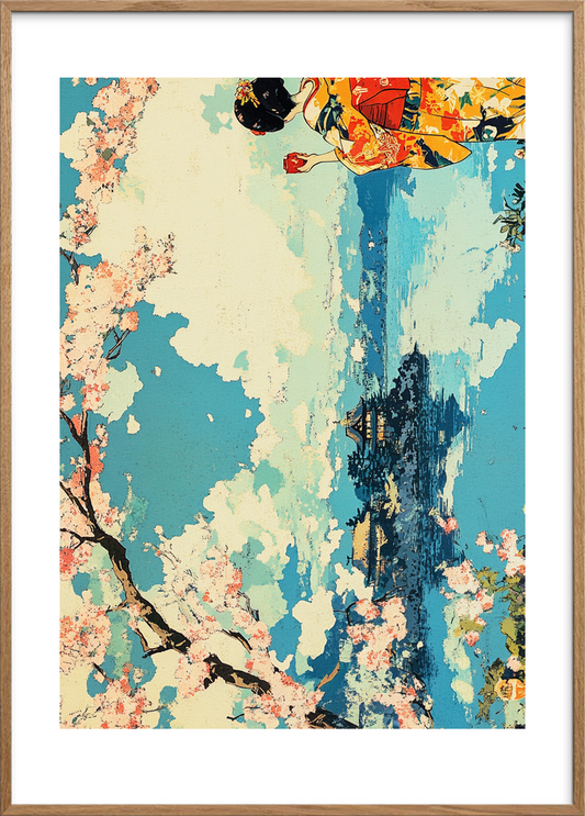 Afstandens teceremoni ved blå brudflader - Oak Frame, With White Border