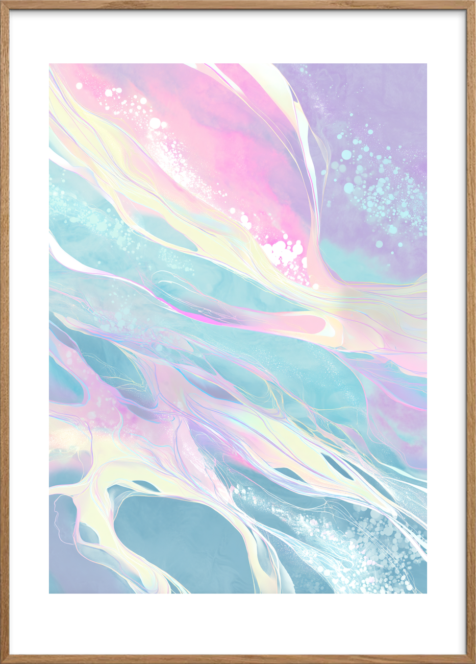 Hvisken fra sukkerskyer - Oak Frame, With White Border