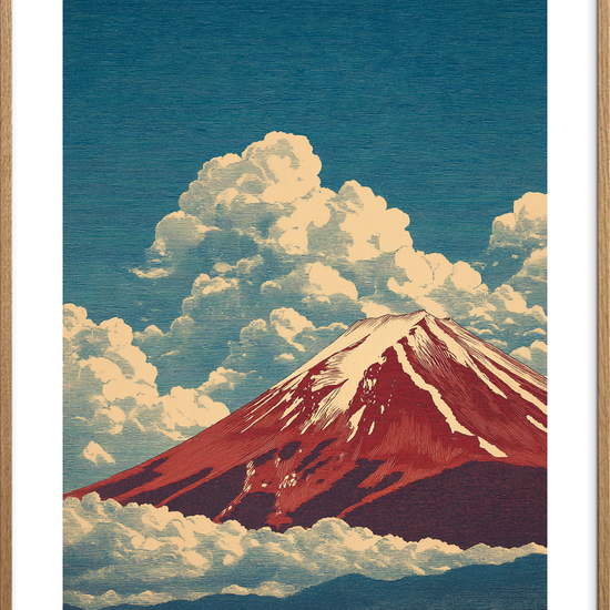 Bjergets stille toner - Oak Frame, With White Border