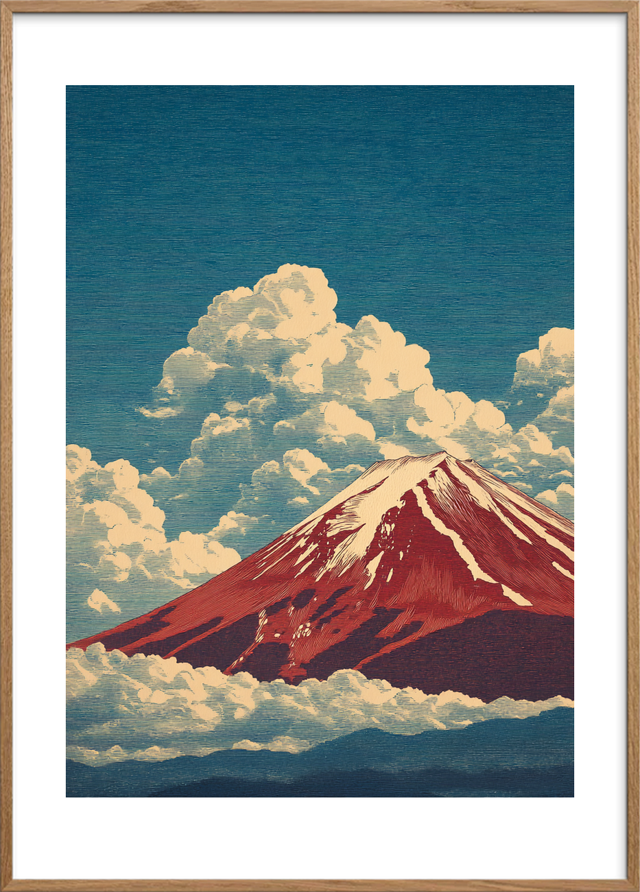 Bjergets stille toner - Oak Frame, With White Border