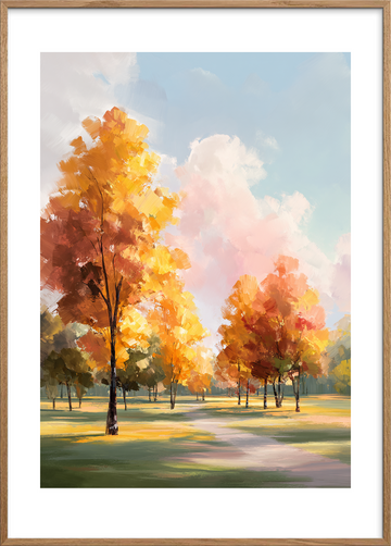 Duften af solvarme blade - Oak Frame, With White Border