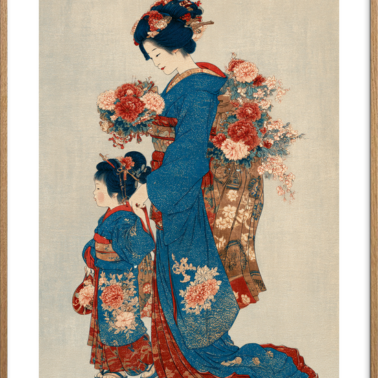 Stille hvisken af silke - Oak Frame, With White Border