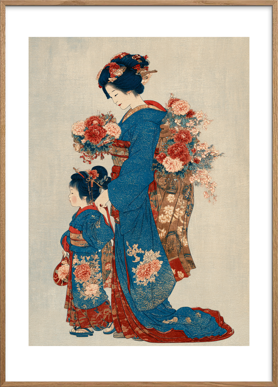 Stille hvisken af silke - Oak Frame, With White Border