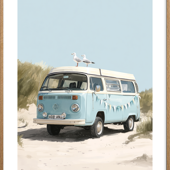 Mågernes sang over lakken - Oak Frame, With White Border