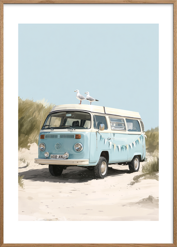 Mågernes sang over lakken - Oak Frame, With White Border