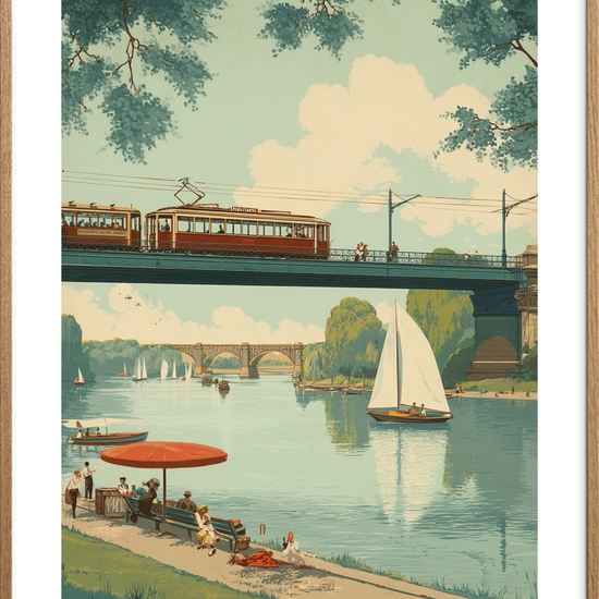 Sommerens stille klukken - Oak Frame, With White Border