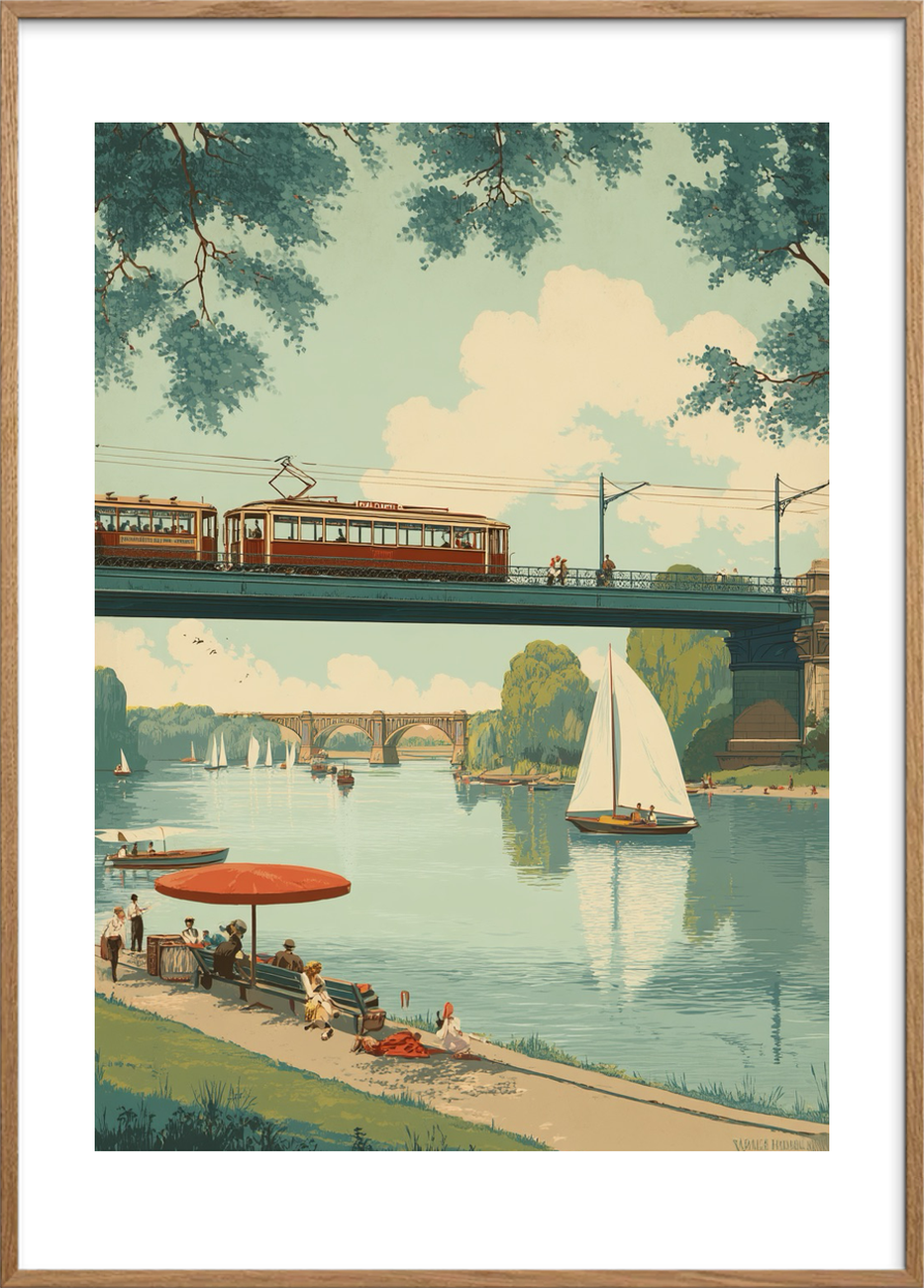 Sommerens stille klukken - Oak Frame, With White Border