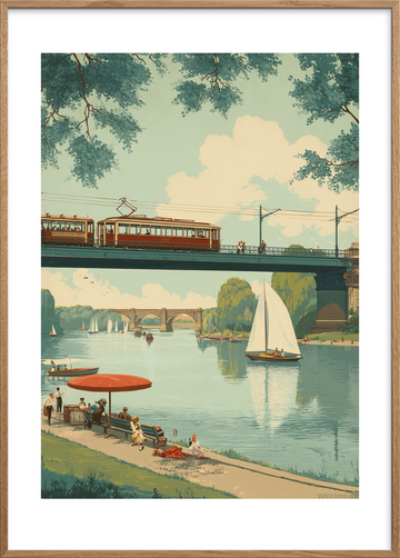 Sommerens stille klukken - Oak Frame, With White Border