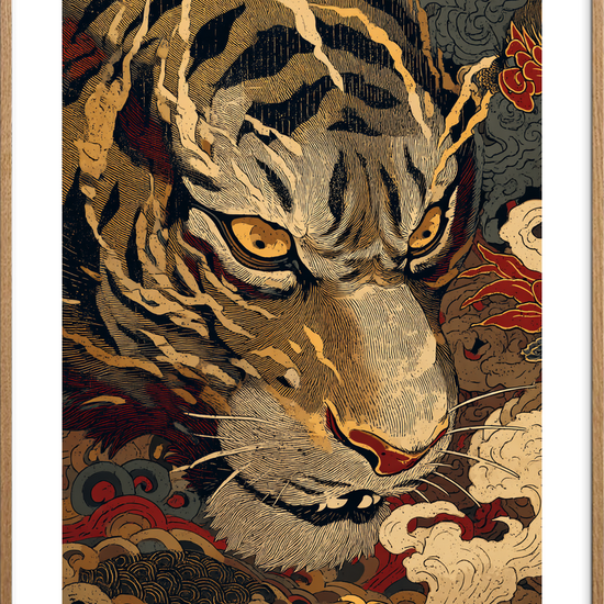 Brøl gennem silkebløde skyer - Oak Frame, With White Border