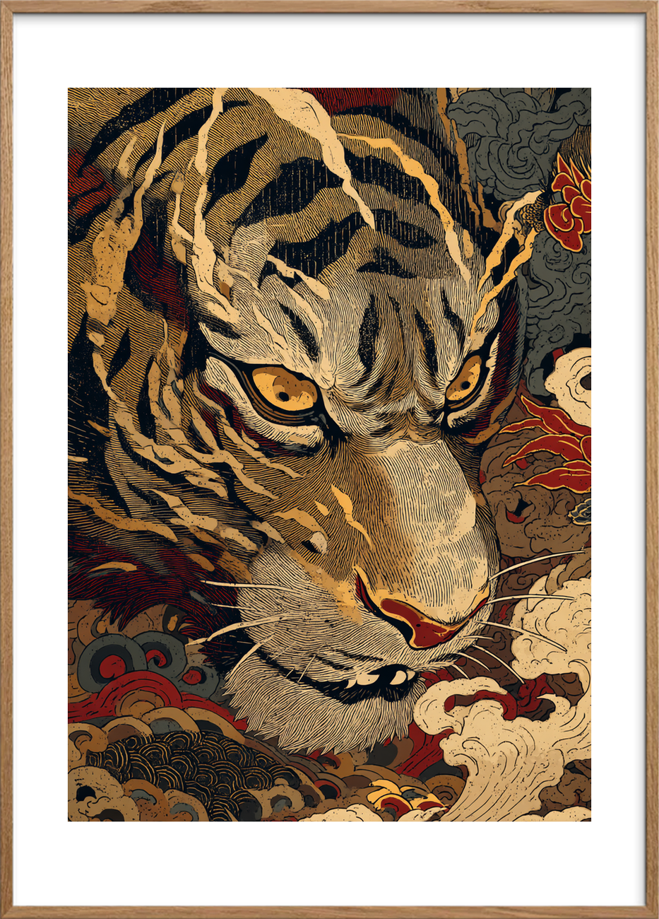 Brøl gennem silkebløde skyer - Oak Frame, With White Border