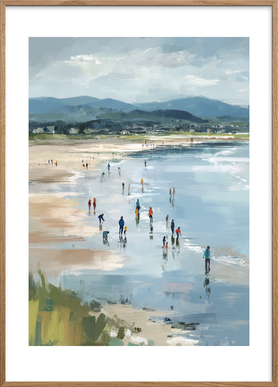 Havets stille hvisken - Oak Frame, With White Border